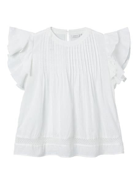 Name it Mädchen Bluse Flügelärmel weiß