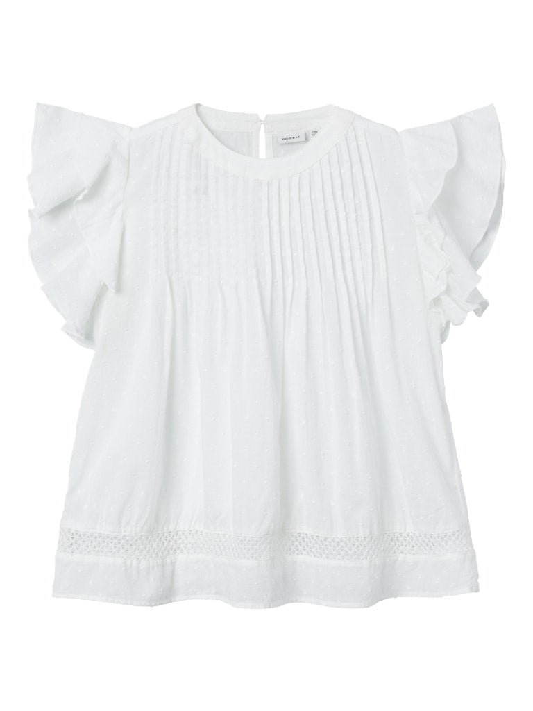 Name it Mädchen Bluse Flügelärmel weiß NKFFARIDE
