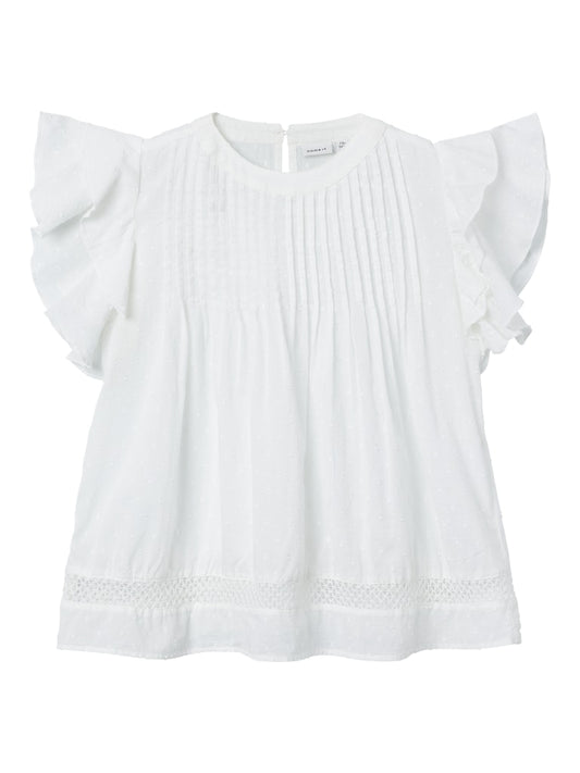 Name it Mädchen Bluse Flügelärmel weiß