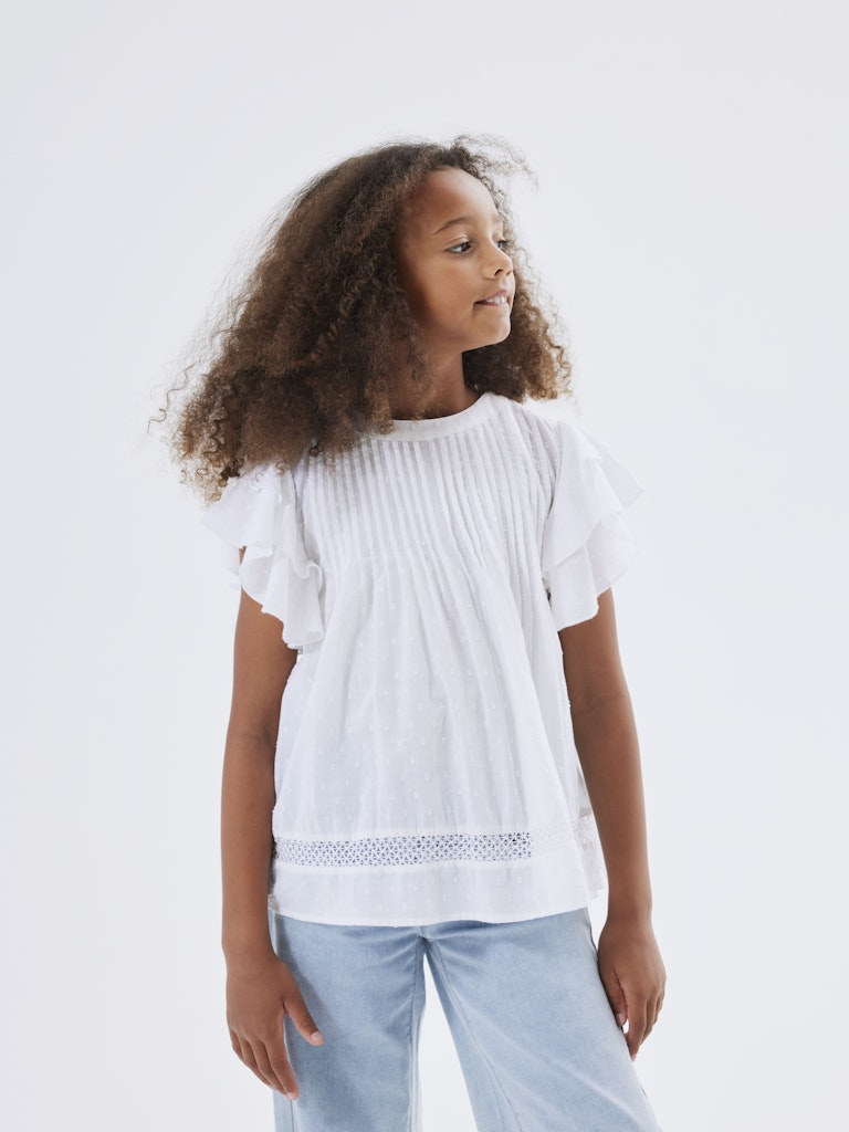 Name it Mädchen Bluse Flügelärmel weiß NKFFARIDE