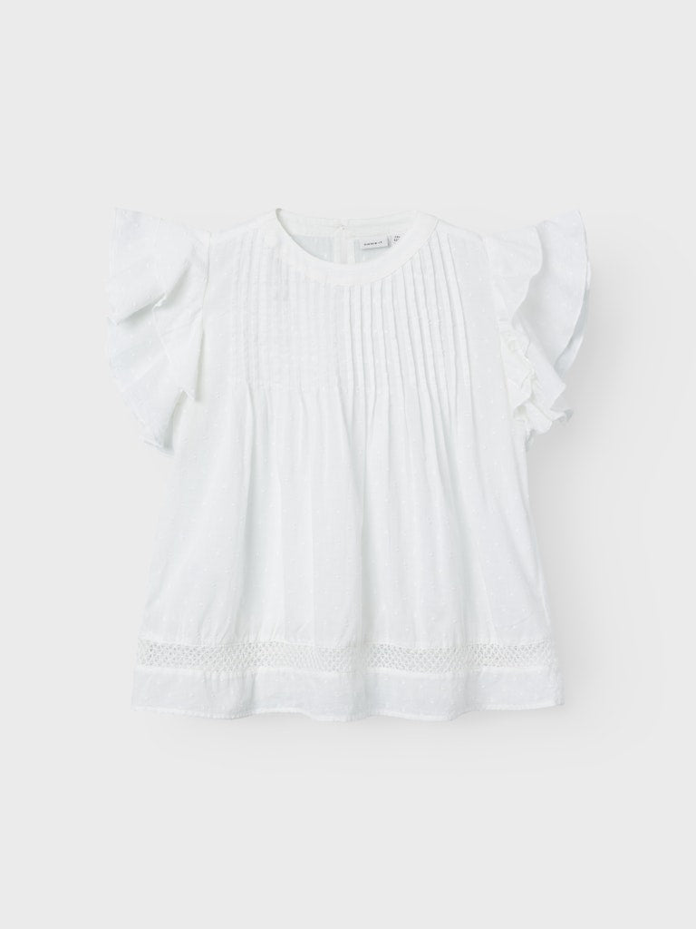 Name it Mädchen Bluse Flügelärmel weiß NKFFARIDE