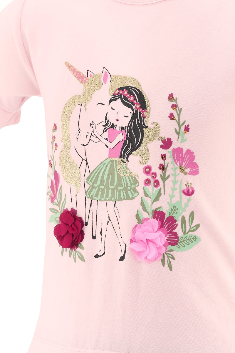 Happy Girls Mädchen Jersey Kleid Sommerkleid Einhorn Geschenkidee