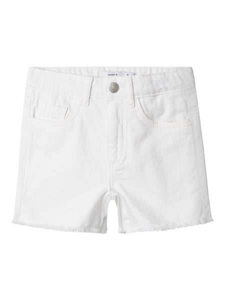 Name it Mädchen Jeansshort kurze Hose Shorts NKFROSE 13239003 Franzen 134 lucent white/ Baumwolle Elasthan