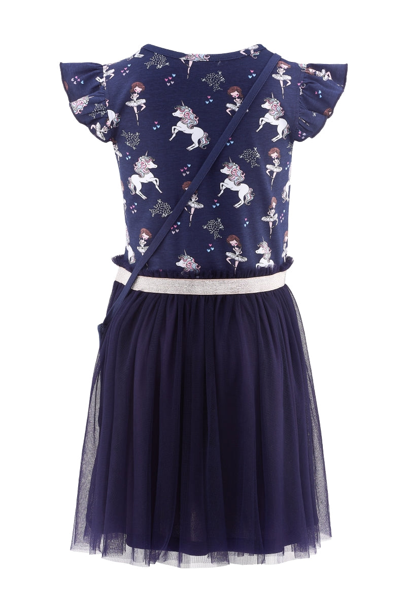 Happy Girls Mädchen Jerseykleid mit Tasche Einhorn