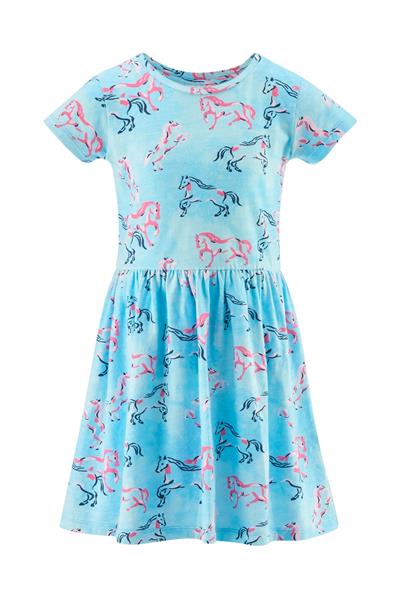 Happy Girls Mädchen Jerseykleid kurzarm Pferde türkis