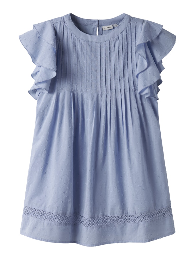 Name it Mädchen Kleid Flügelärmel hellblau NKFFARIDE
