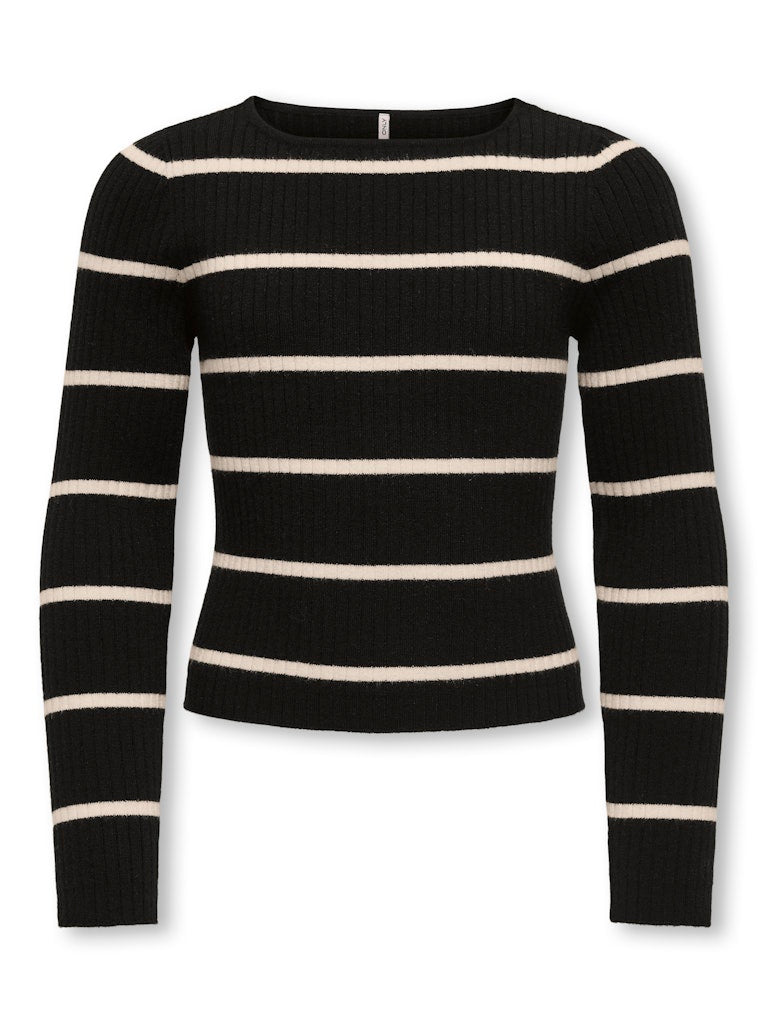 Only Mädchen Strickpulli Streifen  KOGIBI LS RIB BOATNECK CP KNT