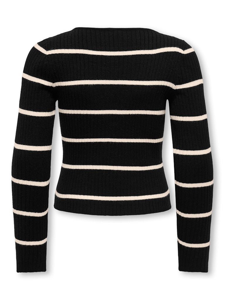 Only Mädchen Strickpulli Streifen  KOGIBI LS RIB BOATNECK CP KNT