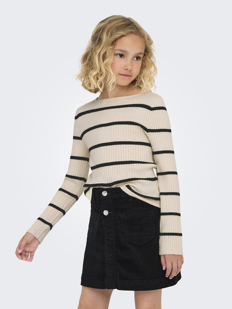 Only Mädchen Strickpulli Streifen  KOGIBI LS RIB BOATNECK CP KNT