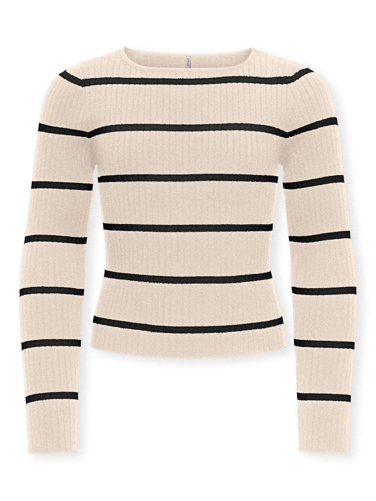 Only Mädchen Strickpulli Streifen  KOGIBI LS RIB BOATNECK CP KNT
