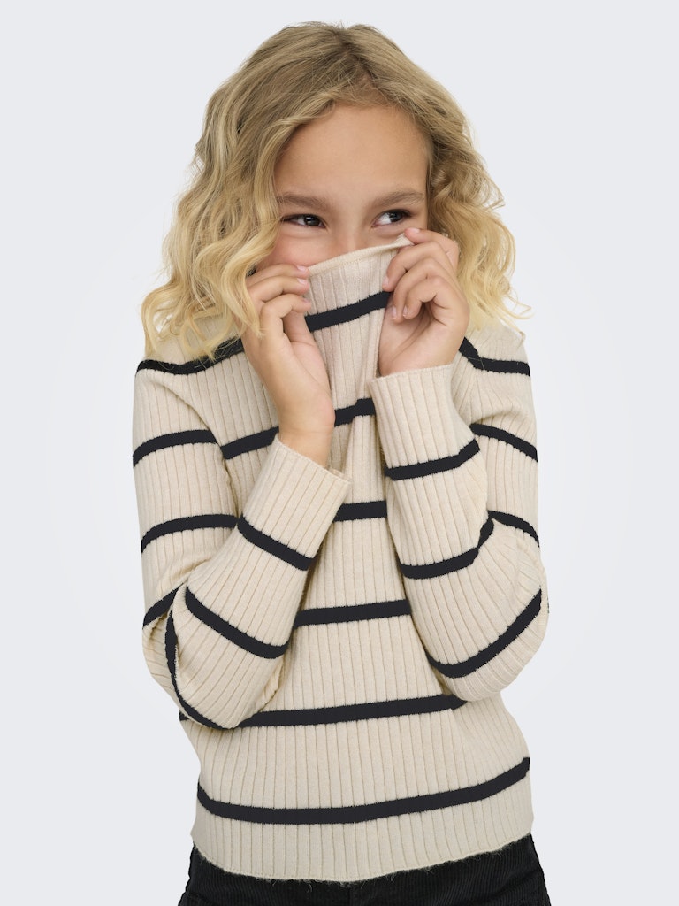 Only Mädchen Strickpulli Streifen  KOGIBI LS RIB BOATNECK CP KNT