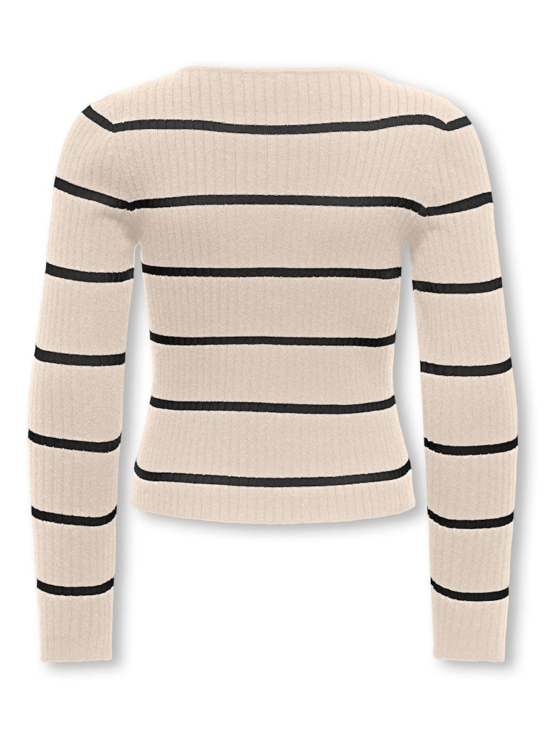 Only Mädchen Strickpulli Streifen  KOGIBI LS RIB BOATNECK CP KNT