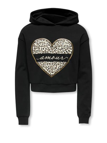 Only Mädchen Hoodie Sweatshirt kurz Amore Leo KOGCOOPER LIFE HEART
