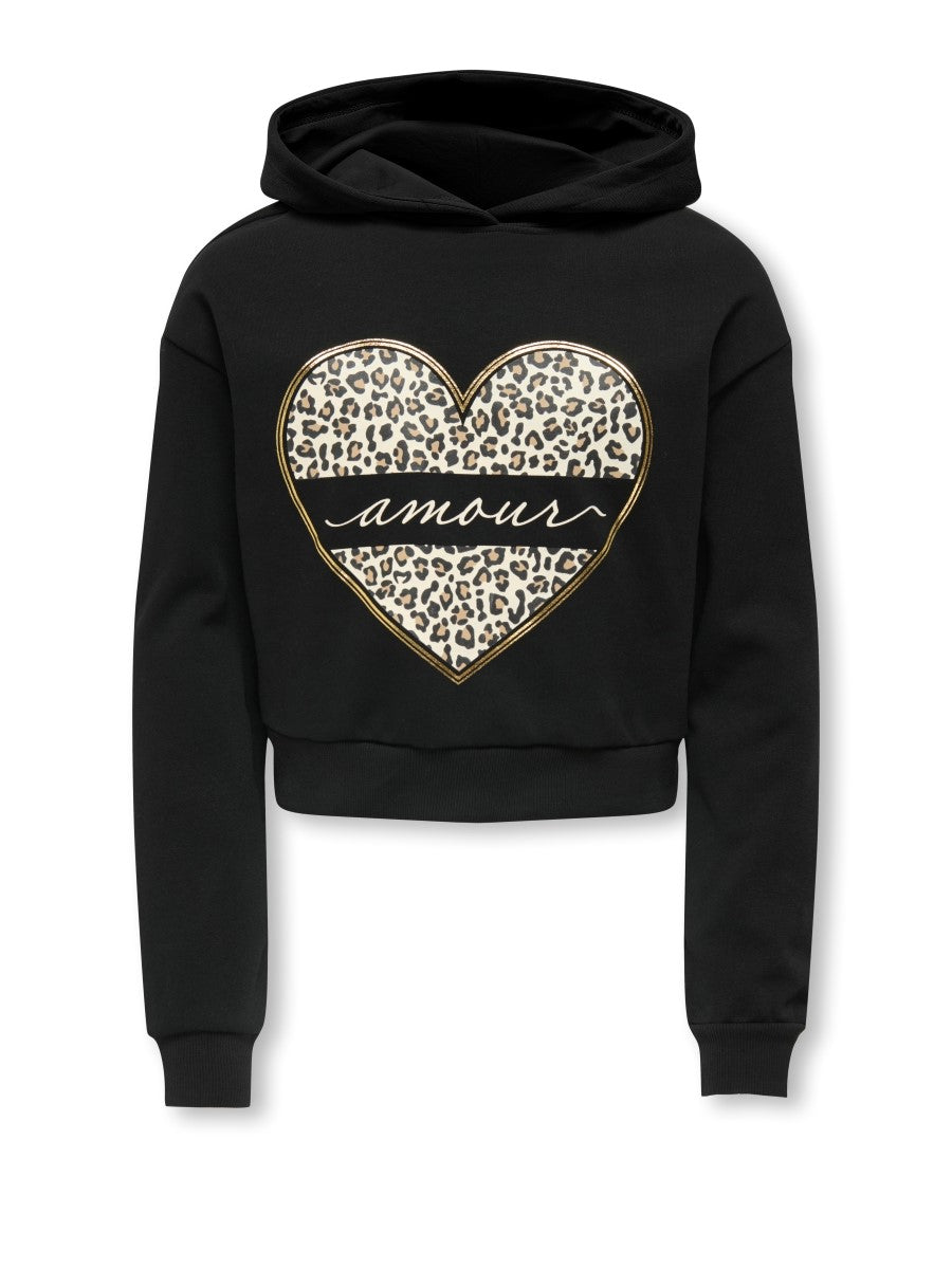 Only Mädchen Hoodie Sweatshirt kurz Amore Leo KOGCOOPER LIFE HEART