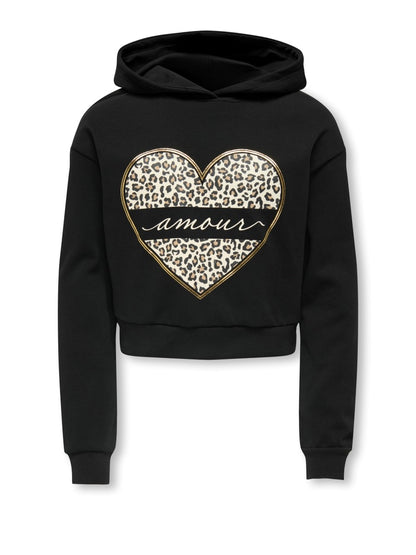 Only Mädchen Hoodie Sweatshirt kurz Amore Leo KOGCOOPER LIFE HEART
