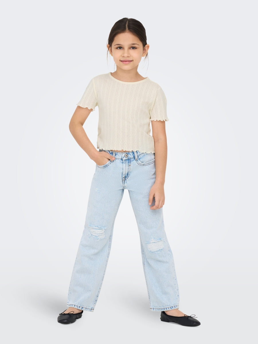 Only Mädchen T-Shirt Rippshirt KOGCARLOTTA LIFE S/S TOP JRS