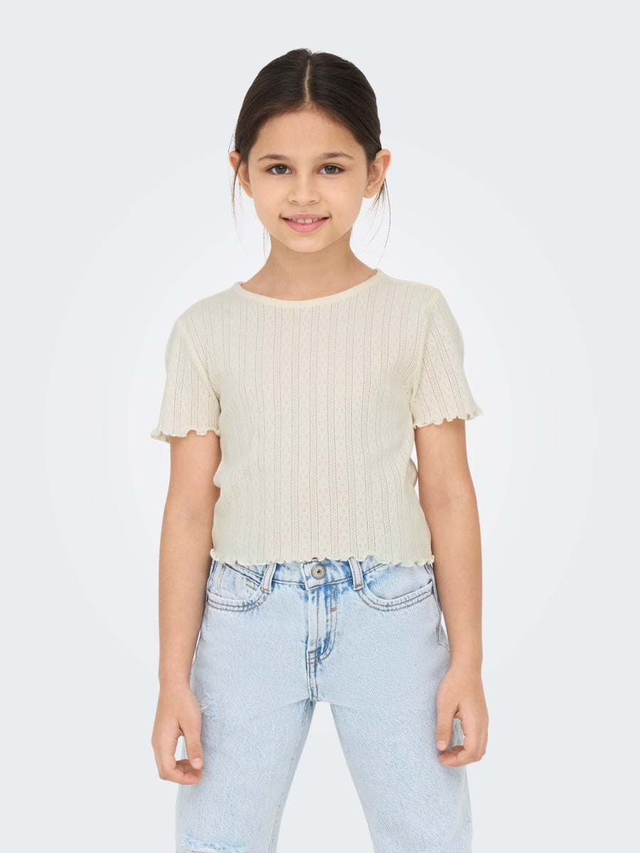 Only Mädchen T-Shirt Rippshirt KOGCARLOTTA LIFE S/S TOP JRS