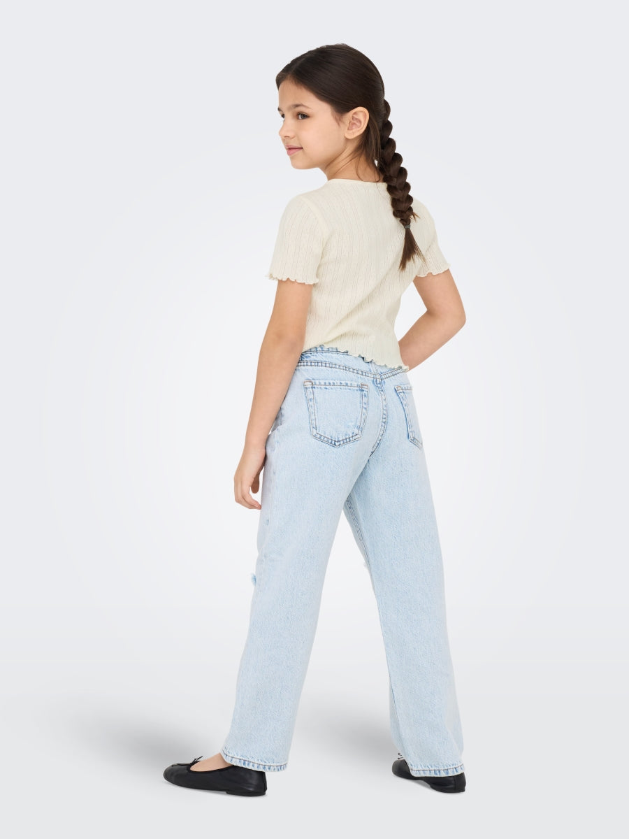 Only Mädchen T-Shirt Rippshirt KOGCARLOTTA LIFE S/S TOP JRS