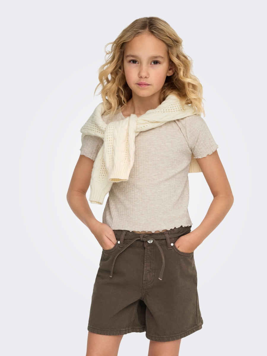 Only Mädchen T-Shirt Rippshirt Geschenkidee edel top KOGNELLA