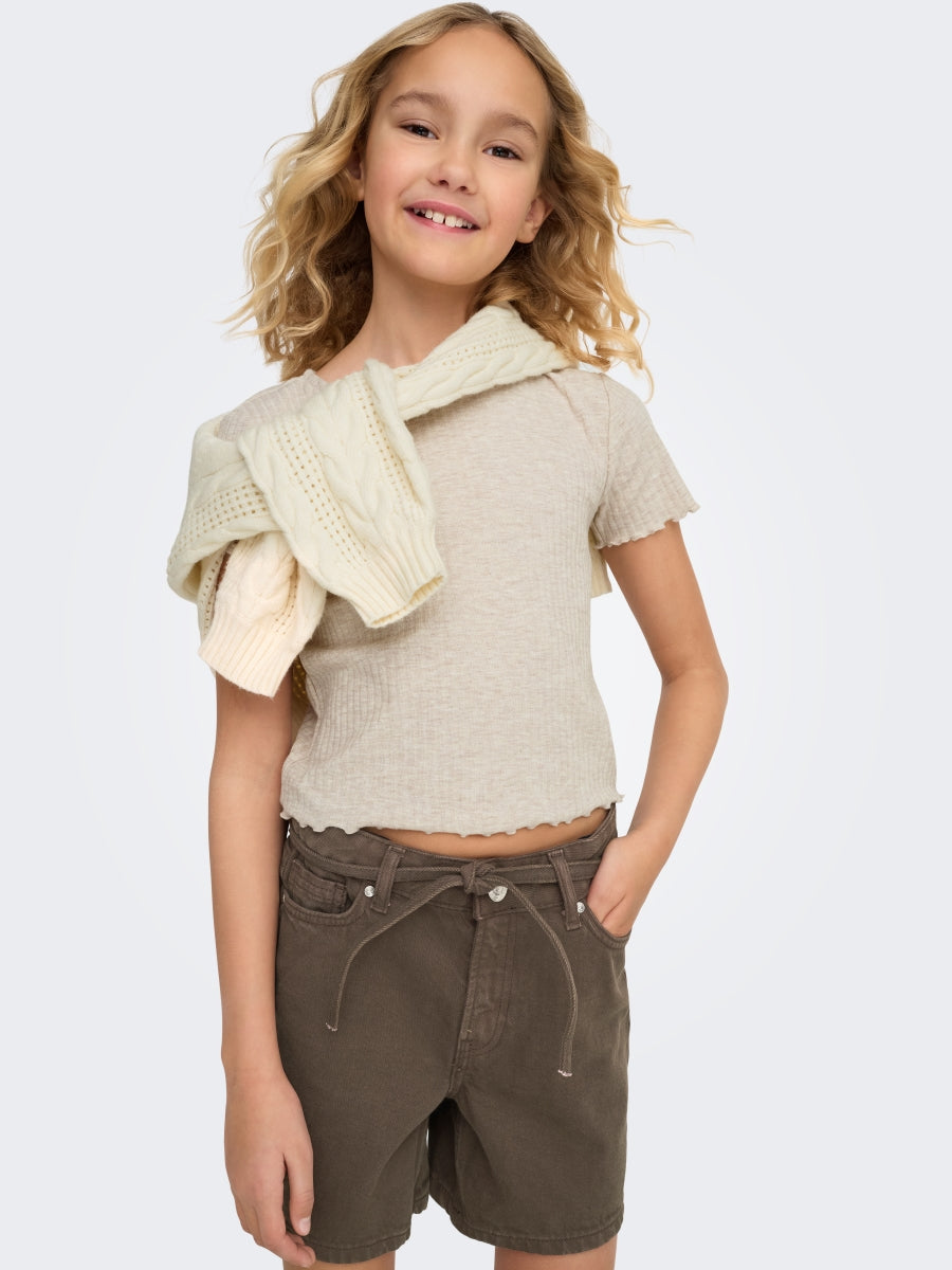 Only Mädchen T-Shirt Rippshirt Geschenkidee edel top KOGNELLA