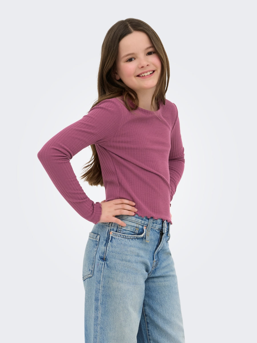Only Mädchen Langarmshirt Rippshirt Geschenkidee KOGNELLA L/S O-NECK