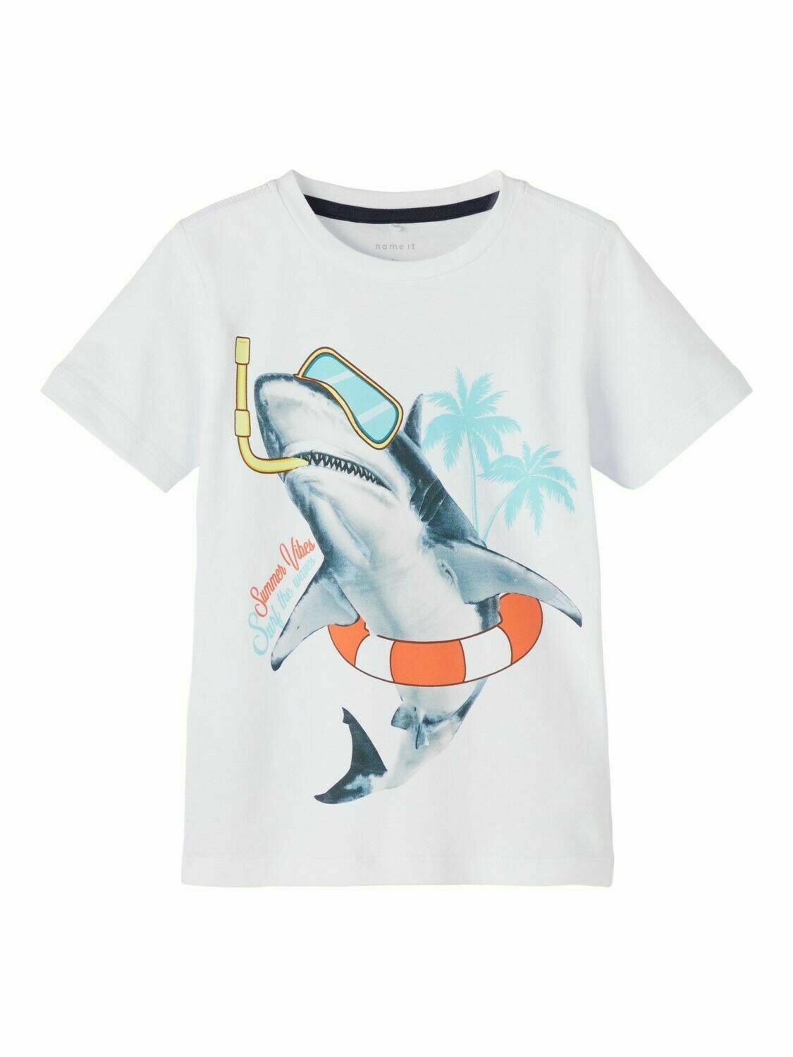 Jungen T-Shirt Haifisch Schildkröte Organic Cotton Blau Weiß Geschenk