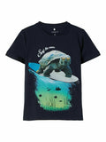 Jungen T-Shirt Haifisch Schildkröte Organic Cotton Blau Weiß Geschenk